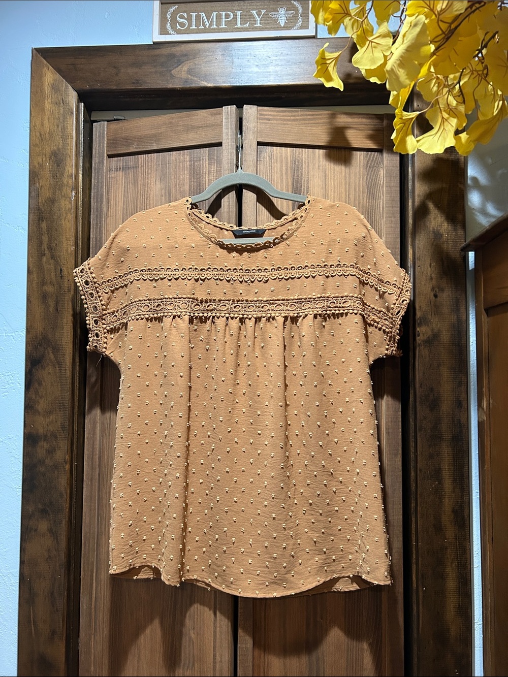 Classic Textured Short Sleeve Top - Rust